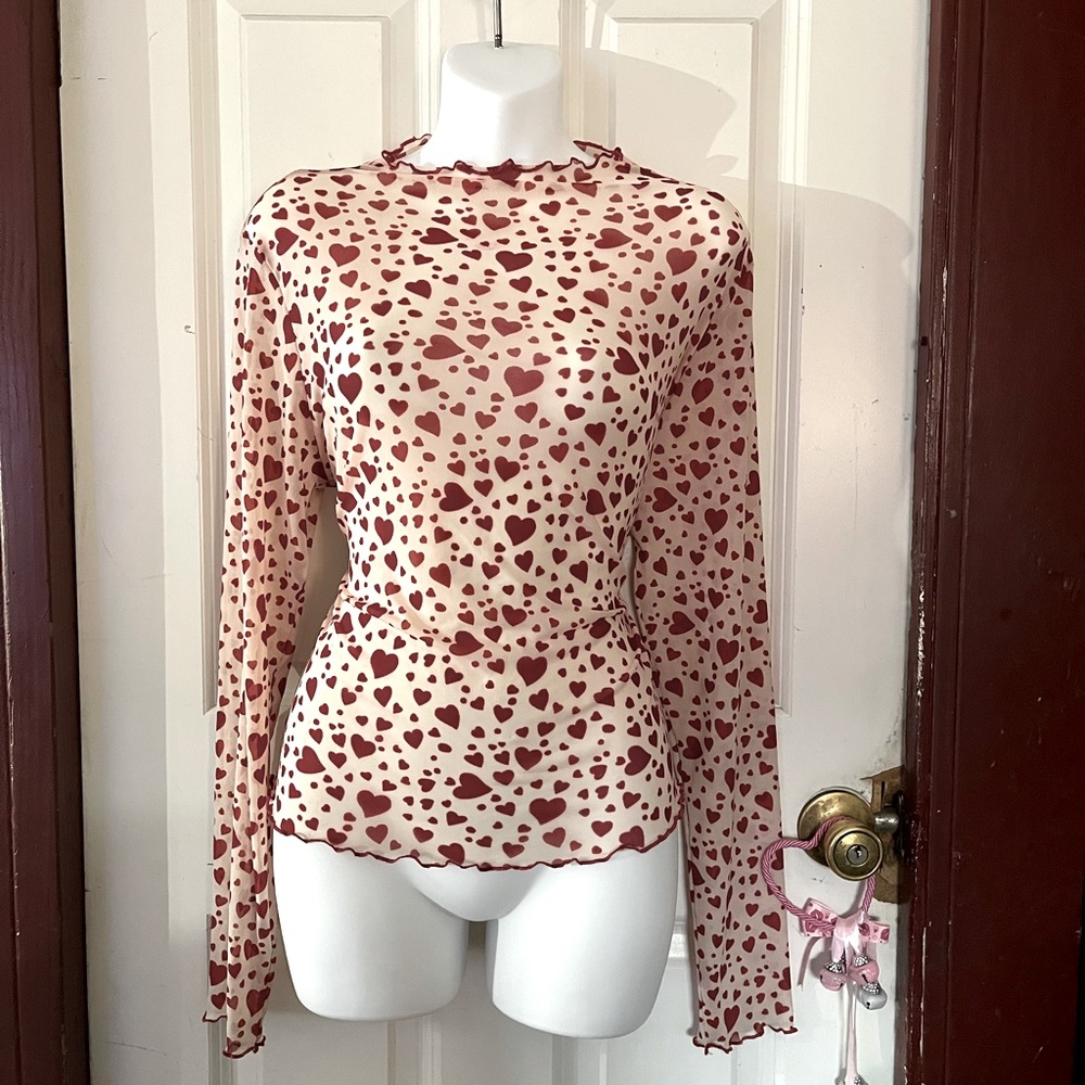 Forever 21 heart mesh shirt
